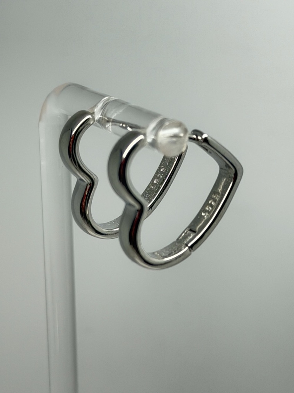 925 stamped. Sterling Heart Huggie Hoop Earrings - Silver Heart Hoops